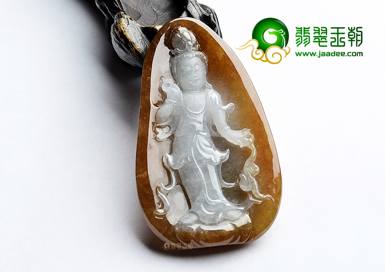 (超值推荐)糯冰种褐红翡站观音挂件