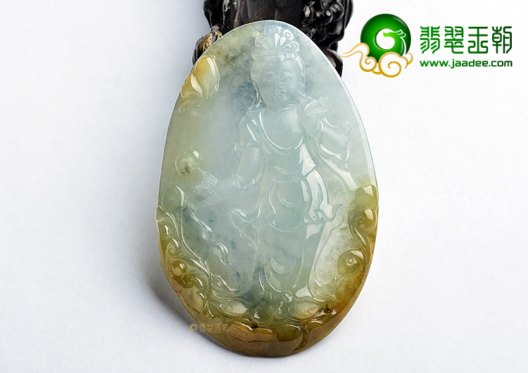 (超值推荐)冰种晴水褐黄翡站观音挂件