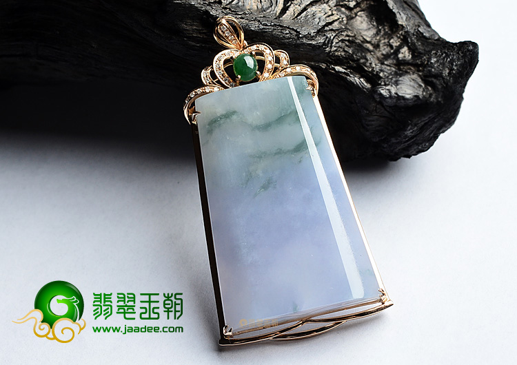 (超值推荐)糯冰种紫罗兰飘花镶玫瑰金方牌胸坠(真钻)