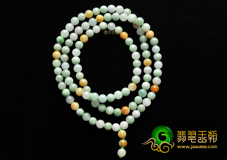 糯冰种/冰种三彩佛珠