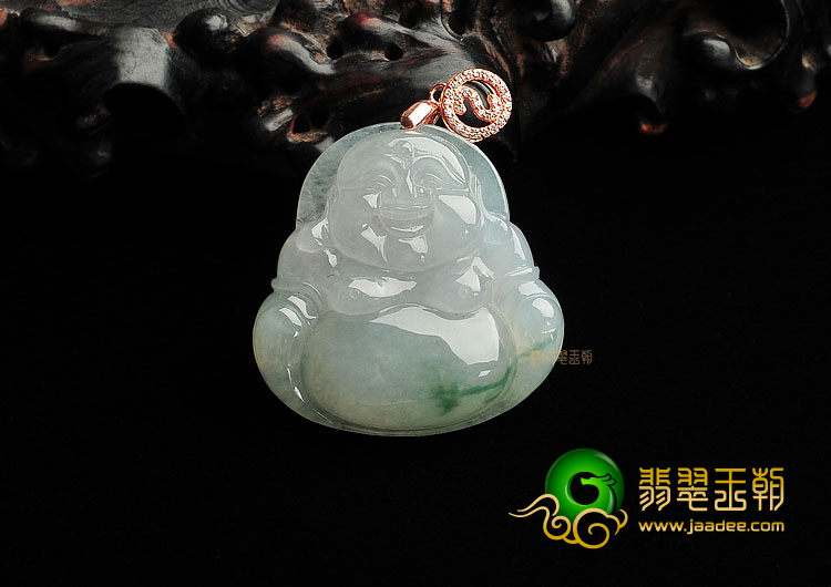 (超值推荐)糯冰种飘花玉佛挂件