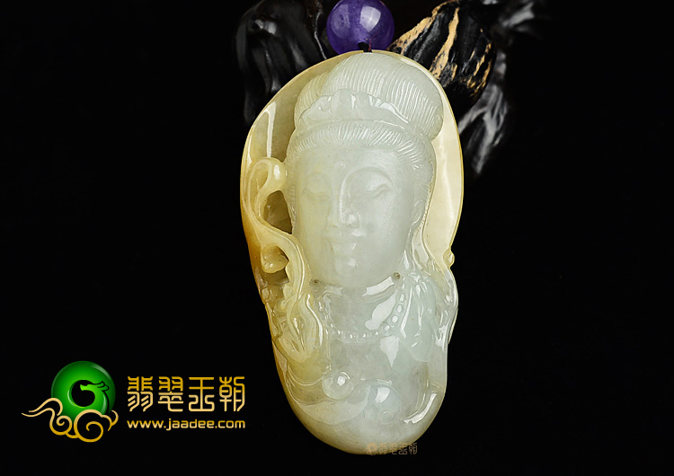 (超值推荐)糯冰种黄翡观音头挂件