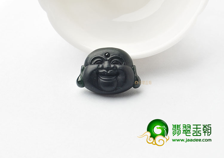 (超值推荐)玻璃种墨翠佛头挂件