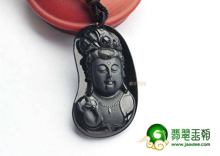(超值推荐)糯冰种墨翠观音头挂件