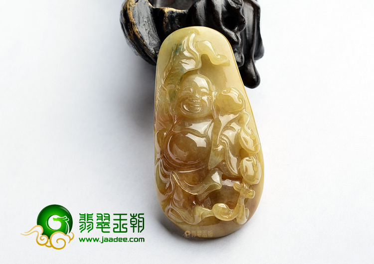 (超值推荐)糯冰种褐黄翡玉佛挂件