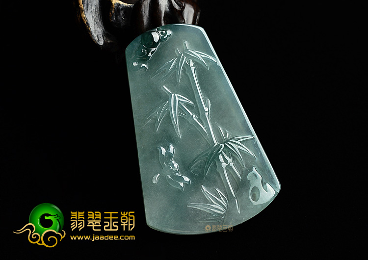 (超值推荐)冰种飘花竹报平安挂件