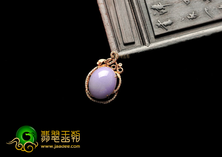 糯冰种紫罗兰镶玫瑰金胸坠(真钻)