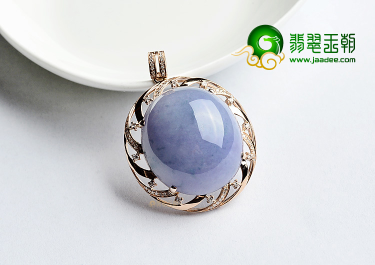 (超值推荐)糯冰种紫罗兰飘花镶玫瑰金胸坠(真钻)