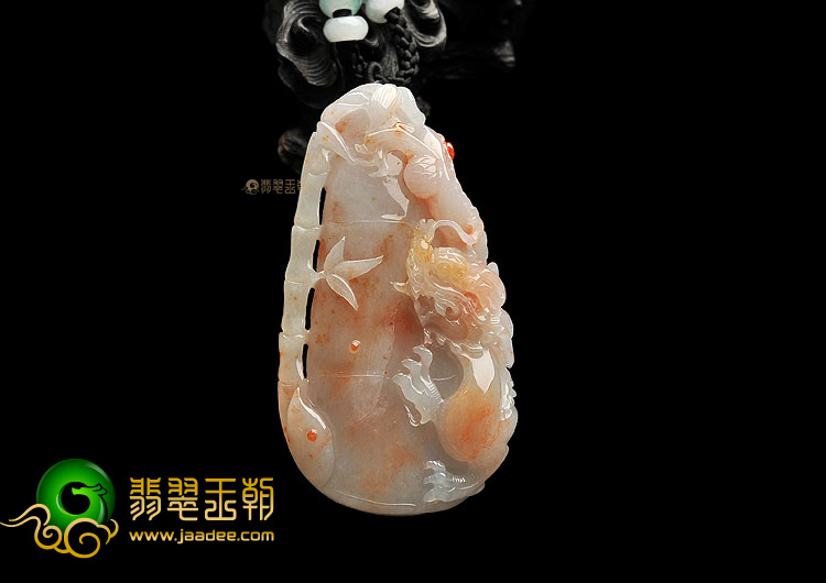 糯冰种飘红黄翡节节高挂件