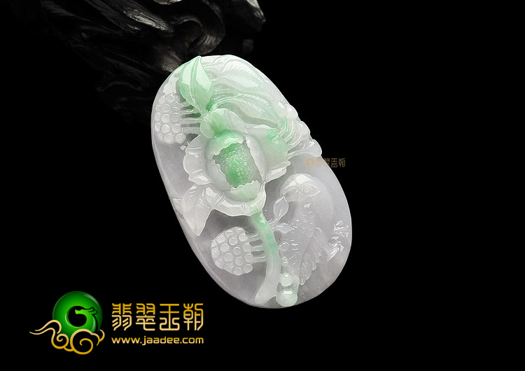 (超值推荐)糯冰种淡春带彩鸟语花香挂件