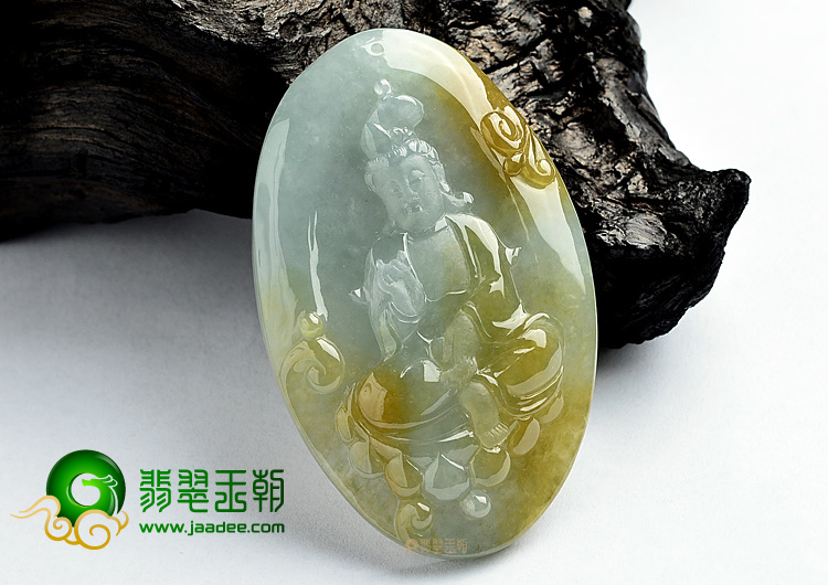 (超值推荐)糯冰种晴水黄翡观音挂件
