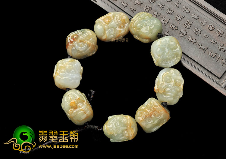 (超值推荐)糯冰种褐黄翡罗汉头手链