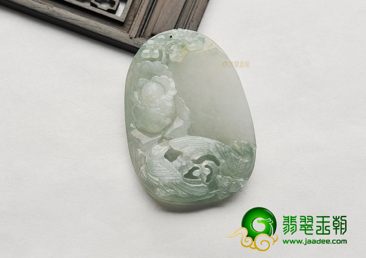 冰种晴水花开富贵挂件