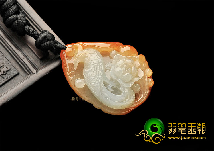 糯冰种红黄翡花开富贵挂件