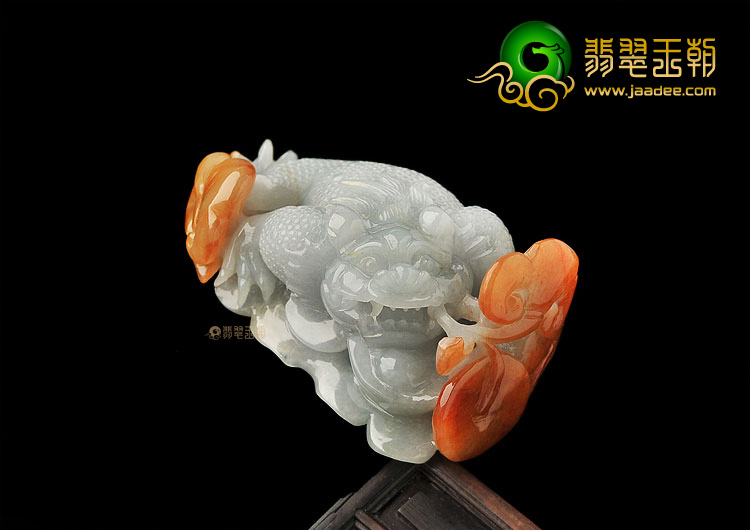 糯冰种晴水红黄翡招财进宝挂件