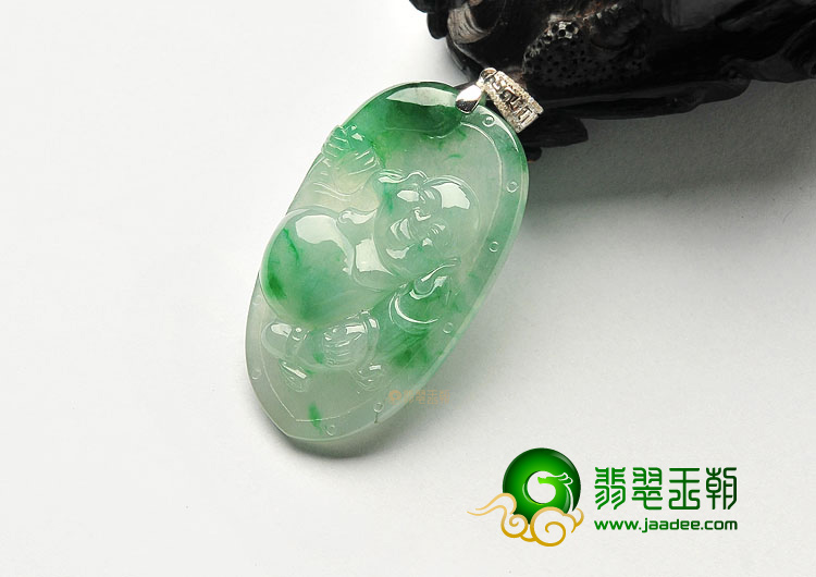 (超值推荐)冰种飘翠纳福挂件(金扣)