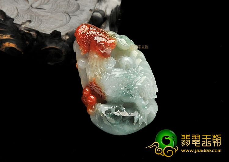 (超值推荐)糯冰种褐红翡飘花官上加官挂件