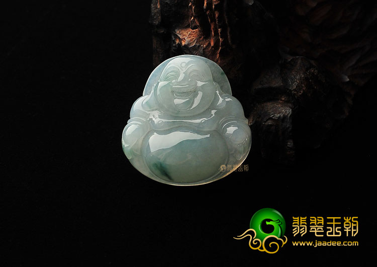 糯冰种飘花玉佛挂件