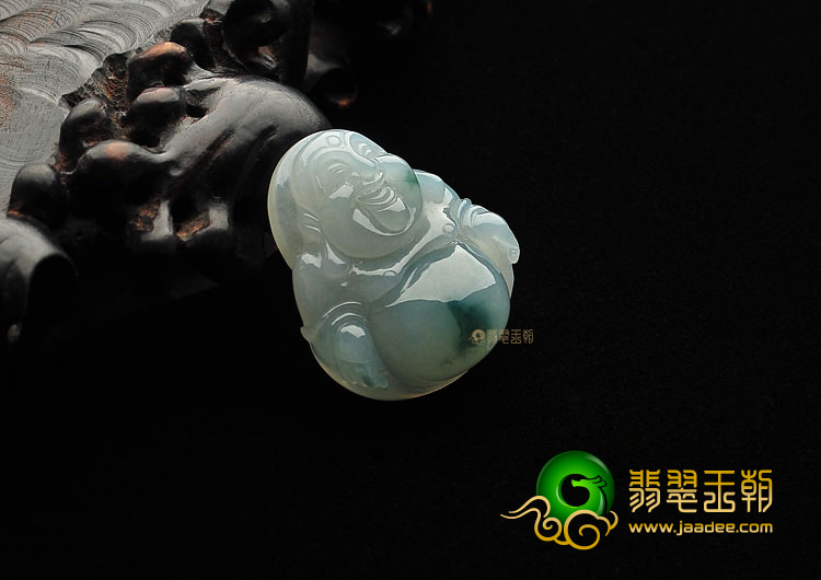 糯冰种飘花玉佛挂件