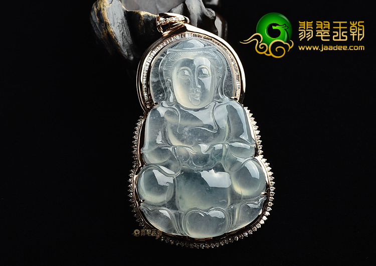 (超值推荐)冰种飘花镶玫瑰金观音胸坠(真钻)