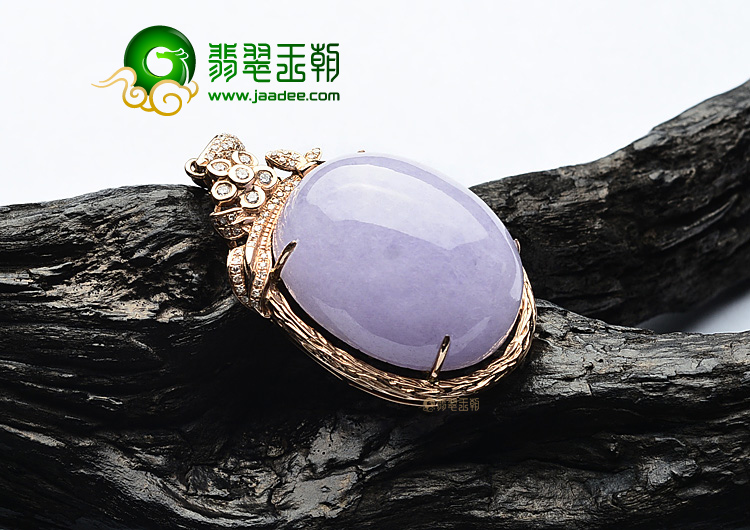 (超值推荐)糯冰种淡紫罗兰镶玫瑰金胸坠(真钻)