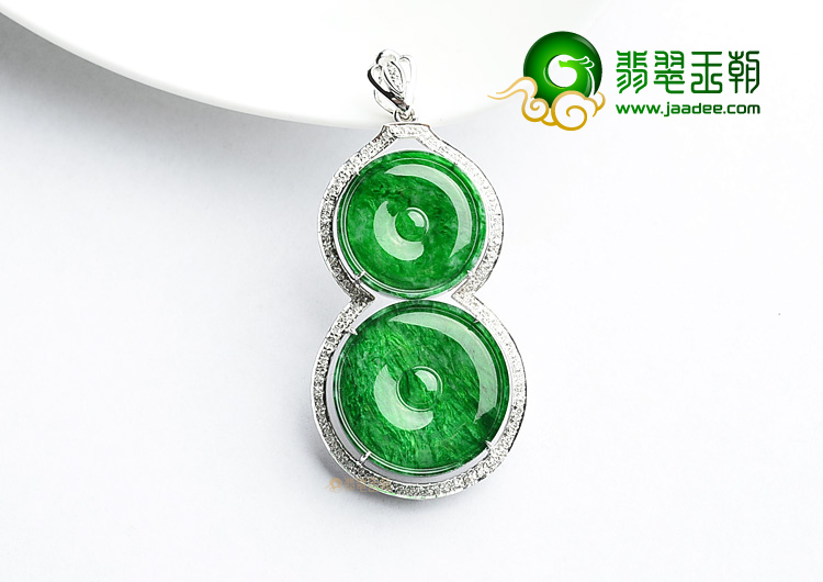 (超值推荐)冰种花青镶白金平安扣胸坠(真钻)