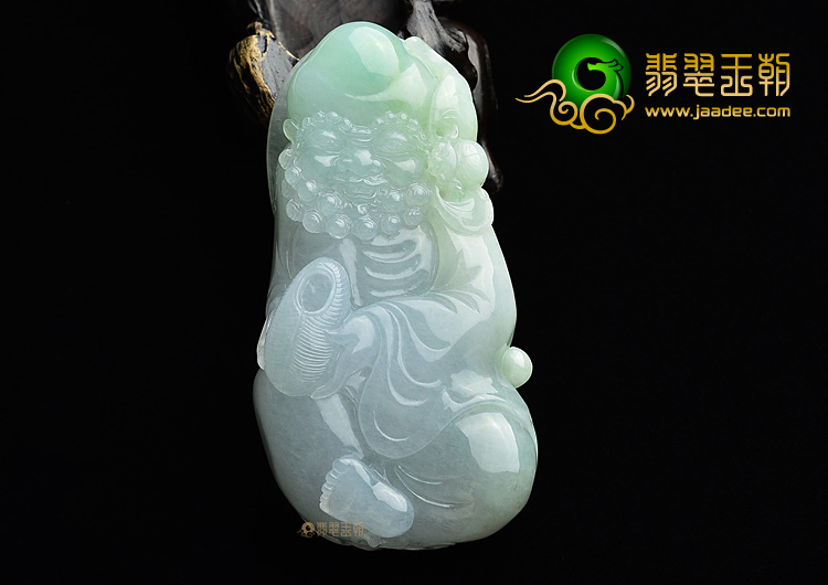 (超值推荐)糯冰种晴水略带黄翡达摩挂件