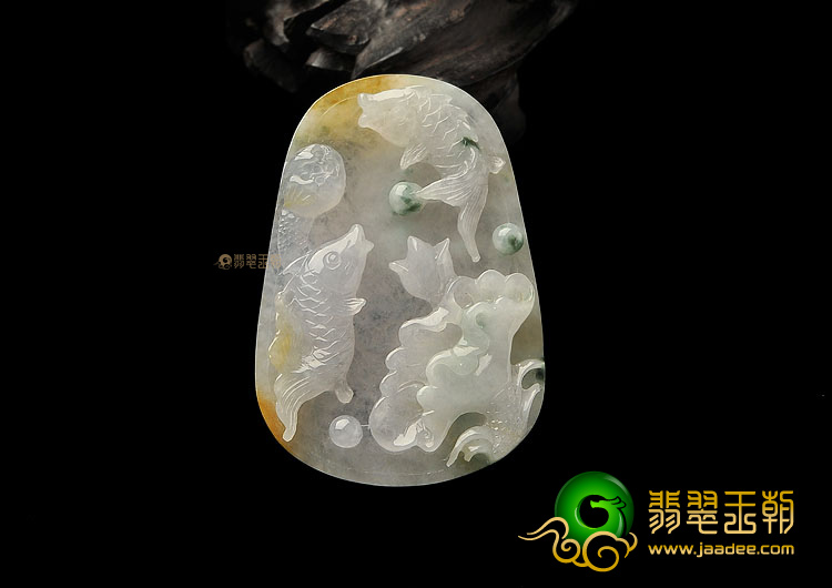 糯冰种飘花连年有余挂件