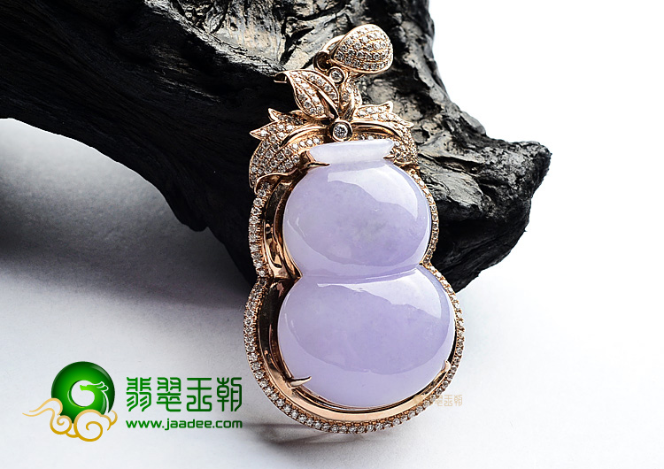 (超值推荐)糯冰种紫罗兰镶玫瑰金葫芦胸坠(真钻)