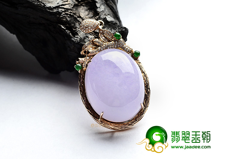 (超值推荐)糯冰种紫罗兰镶玫瑰金胸坠(真钻)