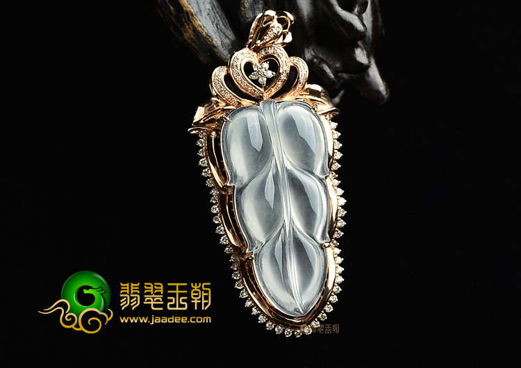 (超值推荐)冰种无色镶玫瑰金金枝玉叶胸坠(真钻)