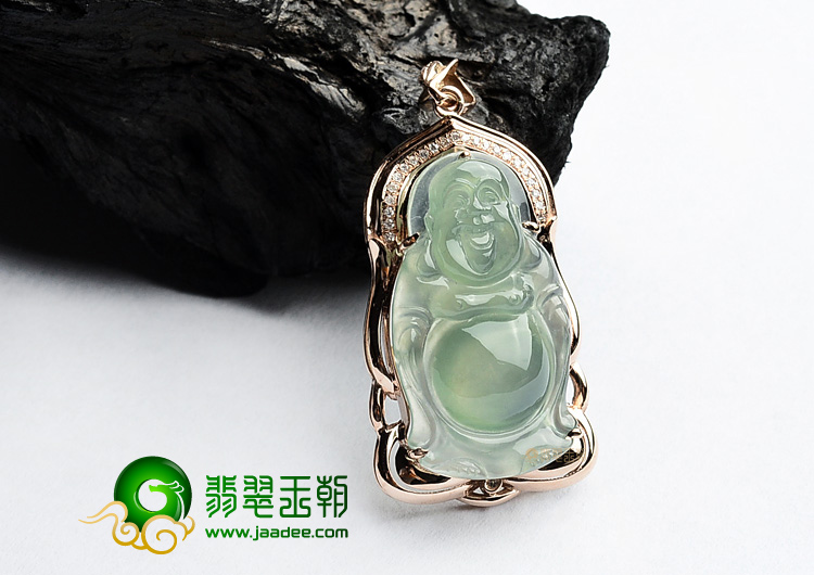 (超值推荐)冰种晴水镶玫瑰金站佛胸坠(真钻)