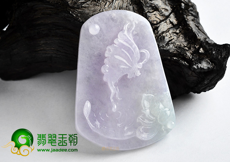 (超值推荐)糯冰种紫罗兰蝶恋花挂件