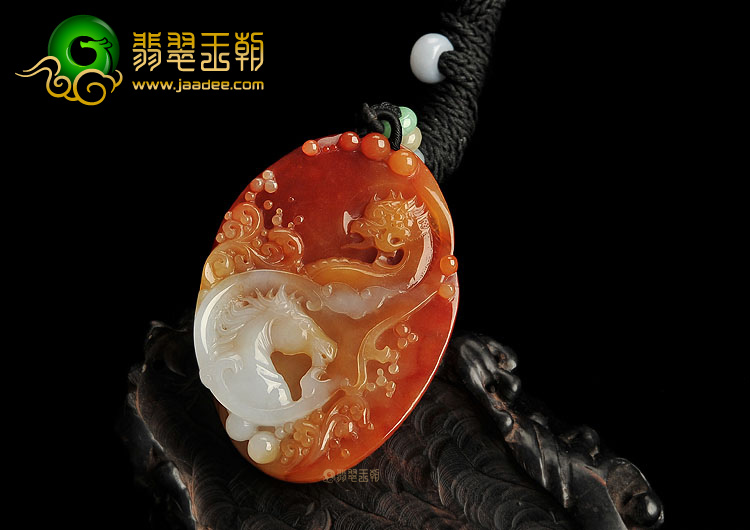 (超值推荐)冰种红黄翡龙马精神挂件