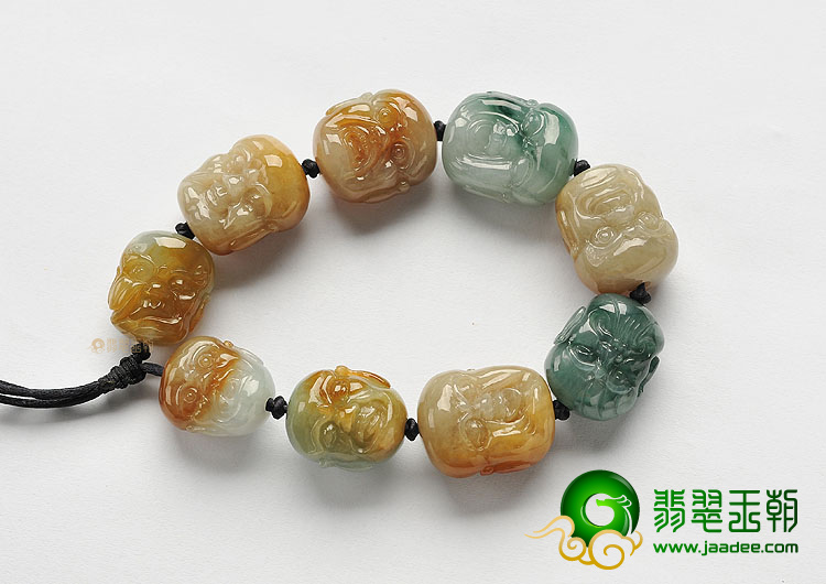 (超值推荐)糯冰种三彩罗汉头手链