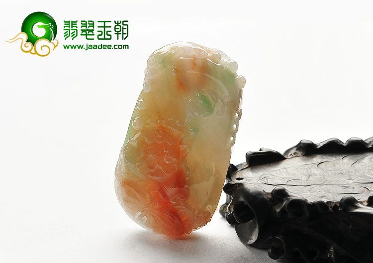 糯冰种淡三彩猫蝶富贵挂件
