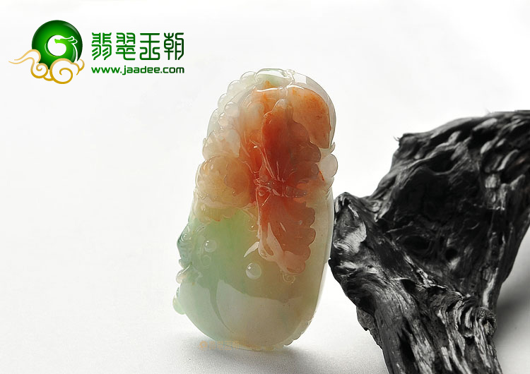 糯冰种晴水飘红黄翡猫蝶富贵挂件