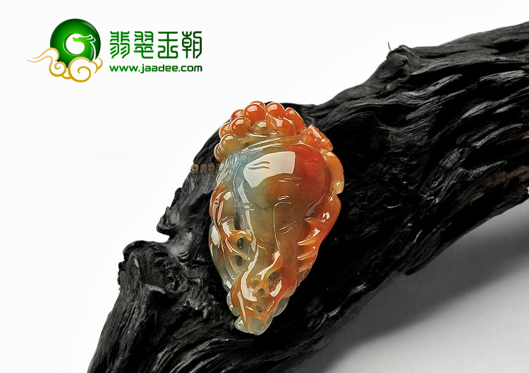 (超值推荐)糯冰种红黄翡略飘花人生如意挂件