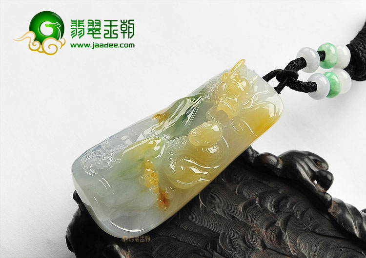 冰种三彩龙行天下挂件