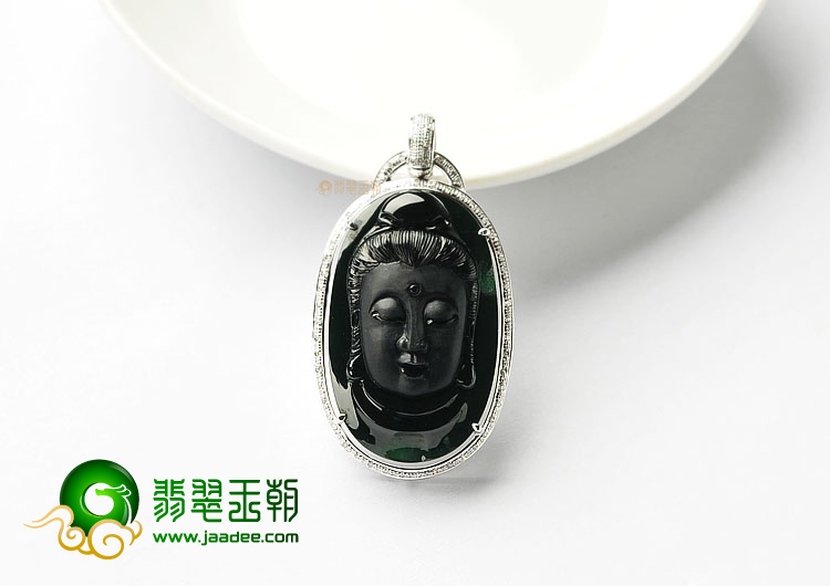 (超值推荐)冰玻种墨翠观音头胸坠