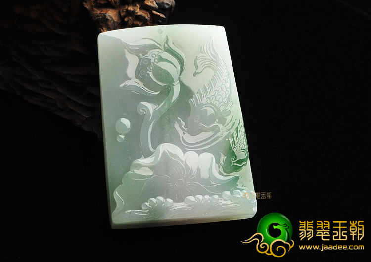 糯冰种晴水飘花年年有余挂件