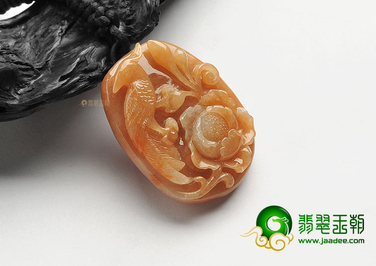 糯冰种淡黄翡鸟语花香挂件