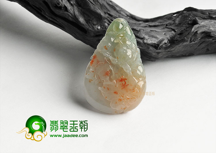 (超值推荐)糯冰种淡三彩蝶恋花挂件