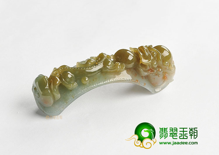 (超值推荐)糯冰种褐黄翡龙钩挂件