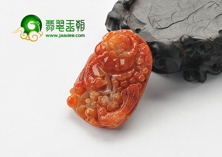 糯冰种红翡花开富贵挂件