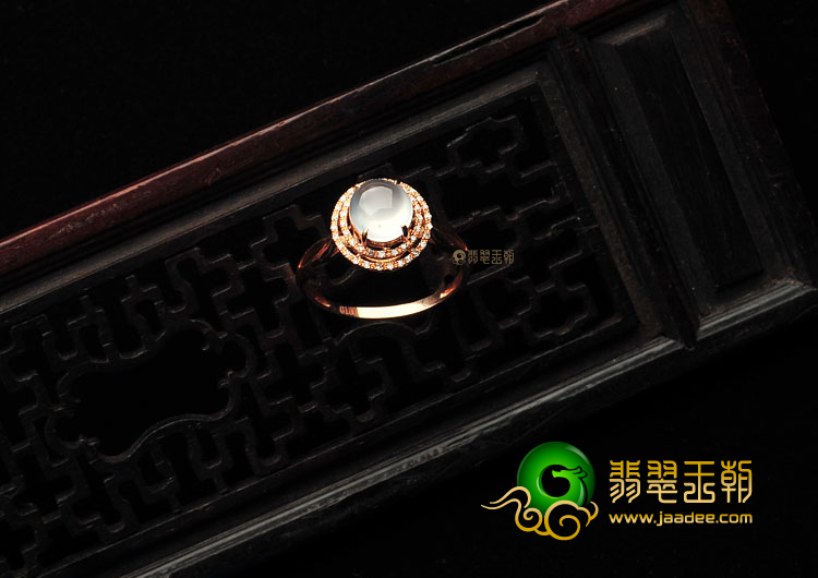 (超值推荐)玻璃种无色镶玫瑰金戒指(真钻)