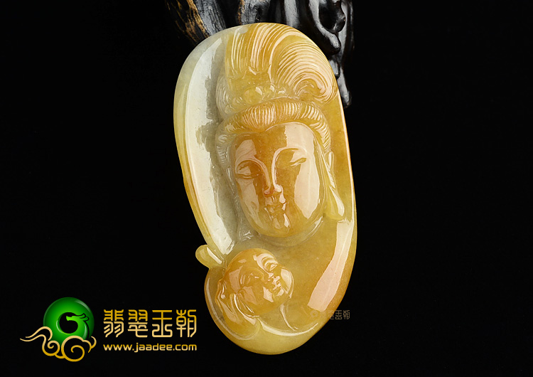 (超值推荐)糯冰种黄翡观音头挂件