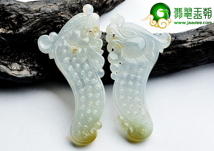(超值推荐)冰种晴水略带黄翡龙凤呈祥挂件(一对)