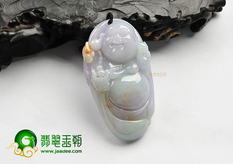 糯冰种淡紫罗兰略飘花纳福挂件