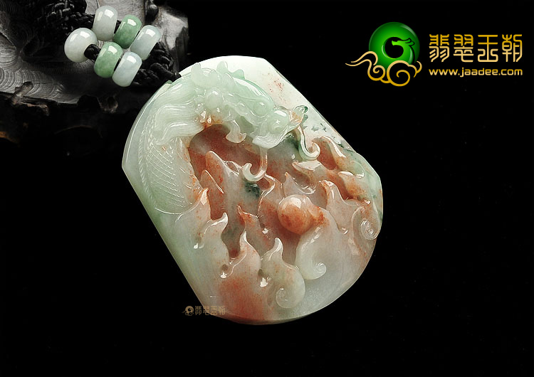 （超值推荐）糯冰种褐红翡飘花龙牌挂件